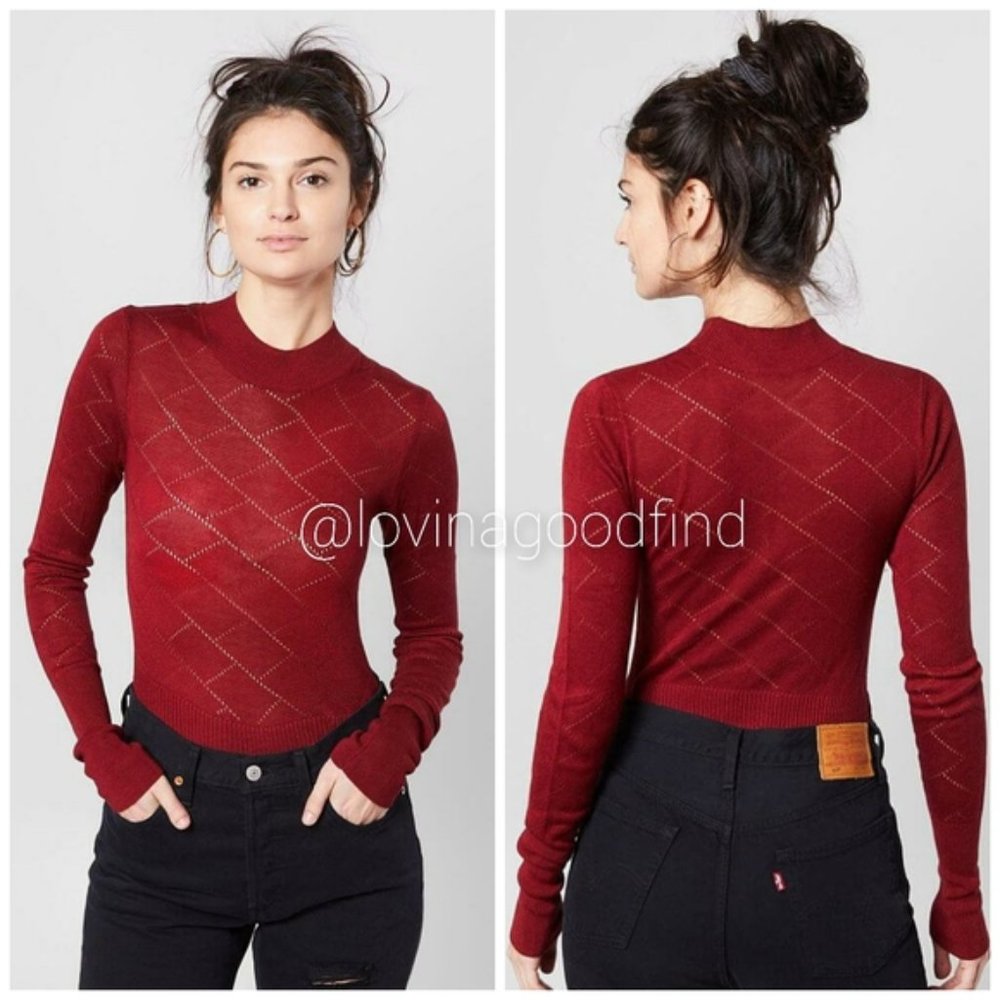FREE PEOPLE What's the Pointelle Bodysuit EUC sz S
